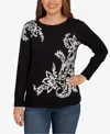 Ruby Rd. Plus Size Floral Paisley Jacquard Sweater In Black