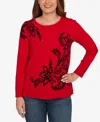 Ruby Rd. Plus Size Floral Paisley Jacquard Sweater In Red