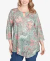Ruby Rd. Plus Size Floral Patchwork Asymmetric Top In Multi