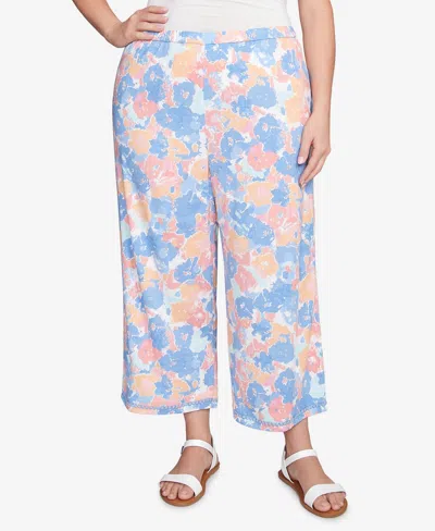 Ruby Rd. Plus Size Floral Print Soft Capri Pants In Blue