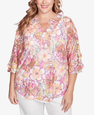 Ruby Rd. Plus Size Floral Printed Lace Lined Top