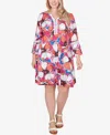 RUBY RD. PLUS SIZE FLORAL PUFF PRINT DRESS