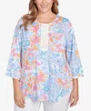 Ruby Rd. Plus Size Floral Puff Print Top In Blue