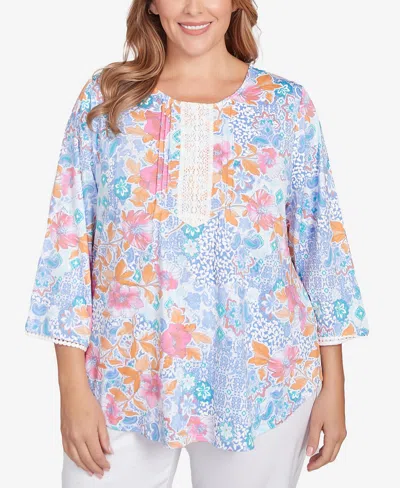 Ruby Rd. Plus Size Floral Puff Print Top
