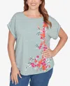 Ruby Rd. Plus Size Floral Stripe Jersey Top In Multi