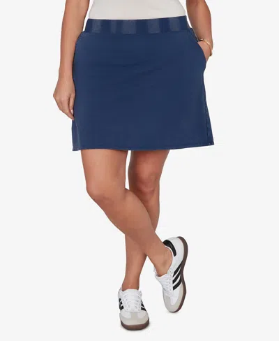 Ruby Rd. Plus Size French Terry Pull-on Skort In Blue