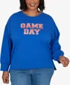 Ruby Rd. Plus Size Game Day Graphic Terry Sweatshirt In Cobolt Multi
