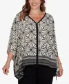 Ruby Rd. Plus Size Geo Border Print Crepe T-shirt In Multi