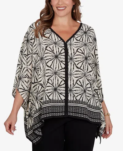 Ruby Rd. Plus Size Geo Border Print Crepe T-shirt In Multi