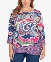 Ruby Rd. Plus Size Geo Paisley Border Top In Multi