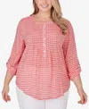 RUBY RD. PLUS SIZE GINGHAM SILKY GAUZE TOP