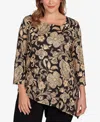 Ruby Rd. Plus Size Gold Foil Floral Printed Knit Top In Multi