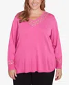 Ruby Rd. Plus Size Grommet Embellished Fine Gauge Sweater In Rose