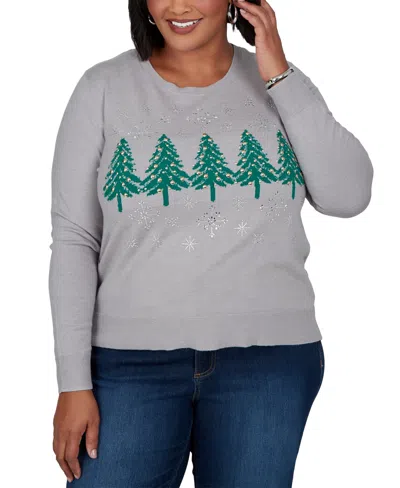 Ruby Rd. Plus Size Holiday Embellished-tree Pullover Sweater In Multi