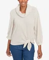 Ruby Rd. Plus Size Honeycomb Chenille Cowl Neck Top In Neutral