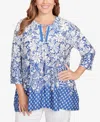 Ruby Rd. Plus Size Ibiza Ombre Floral Puff Print Top