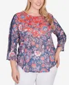 RUBY RD. PLUS SIZE INDEPENDENCE CHEVRON TOP