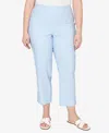 Ruby Rd. Plus Size Lace Trim Pull On Silky Tech Ankle Pants In Blue