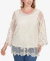 Ruby Rd. Plus Size Lined Medallion Crochet Top