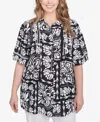 Ruby Rd. Plus Size Lotus Patchwork Button Front Camp Shirt