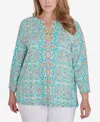 RUBY RD. PLUS SIZE MEDALLION STRETCH KNIT TOP