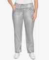 Ruby Rd. Plus Size Metallic Painted Pull On Jeans In Silver
