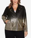 Ruby Rd. Plus Size Metallic Zipper Closure Jacket In Multi
