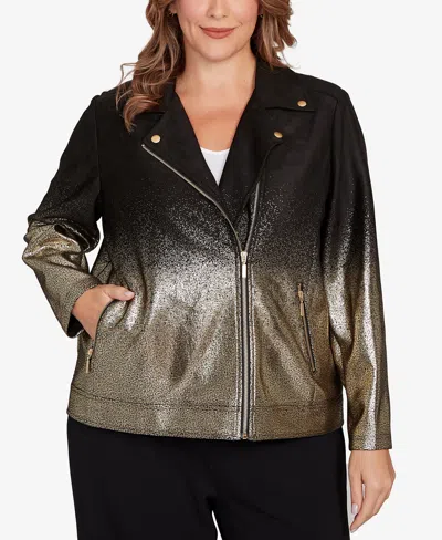Ruby Rd. Plus Size Metallic Zipper Closure Jacket In Multi