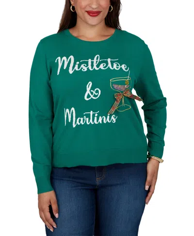 Ruby Rd. Plus Size Mistletoe Holiday Long-sleeve Crewneck Sweater In Multi
