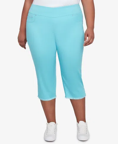 Ruby Rd. Plus Size Oasis Pull On Fringe Denim Capri Pants