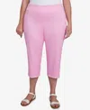 Ruby Rd. Plus Size Oasis Pull On Fringe Denim Capri Pants In Cyclamen