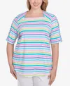 Ruby Rd. Plus Size Oasis Stripe Square Neck T-shirt
