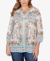 Ruby Rd. Plus Size Ocean Motif Burnout Knit Top In Multi