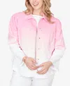 Ruby Rd. Plus Size Ombre Denim Peplum Collared Jacket In Pink