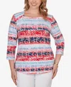 Ruby Rd. Plus Size Painted Floral Stripe Knit Top In Multi