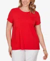 Ruby Rd. Plus Size Paisley Lace Solid Knit T-shirt In Red