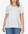 Ruby Rd. Plus Size Paisley Lace Solid Knit T-shirt In White
