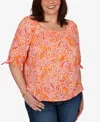 Ruby Rd. Plus Size Paisley Print Tie-sleeve Knit Top