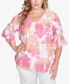 Ruby Rd. Plus Size Paisley Textured V-neck Top In Pink