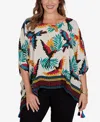 Ruby Rd. Plus Size Paradise Birds Printed Crepe T-shirt In Multi