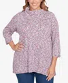 Ruby Rd. Plus Size Patch Pocket Spacedye Top In Pink