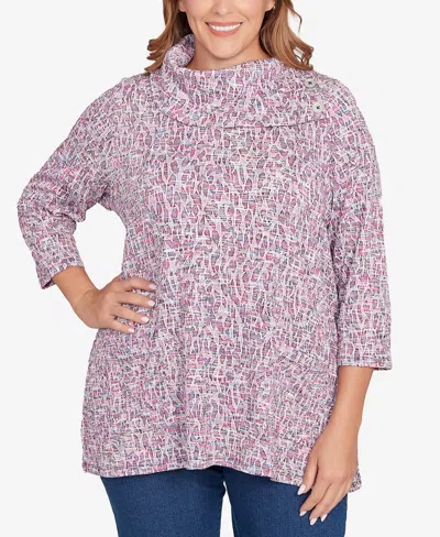 Ruby Rd. Plus Size Patch Pocket Spacedye Top In Pink