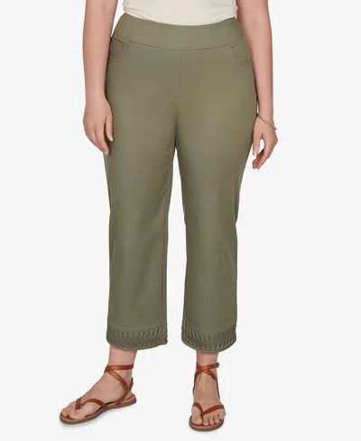 Ruby Rd. Plus Size Pleated Hem Denim Ankle Pants In Green