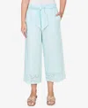 Ruby Rd. Plus Size Poplin Eyelet Trim Pull On Capri Pants In Blue