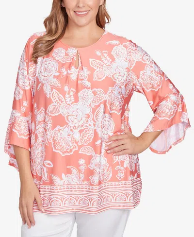 Ruby Rd. Plus Size Puff Print Ruffle Top