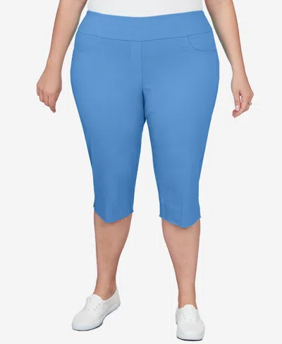 Ruby Rd. Plus Size Pull-on Tech Clam Digger Capri Pants In Blue Moon