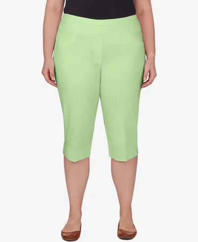 Ruby Rd. Plus Size Pull-on Tech Clam Digger Capri Pants In Honeydew