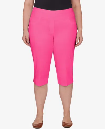 Ruby Rd. Plus Size Pull-on Tech Clam Digger Capri Pants In Raspberry