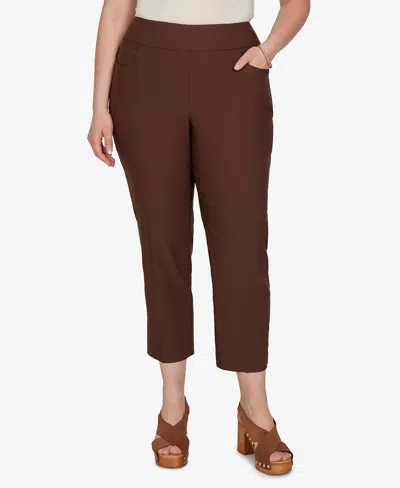 Ruby Rd. Plus Size Pull-on Ankle Mid-rise Pants In Brown
