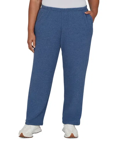 Ruby Rd. Plus Size Pull-on Straight-leg Knit Pants In Blue